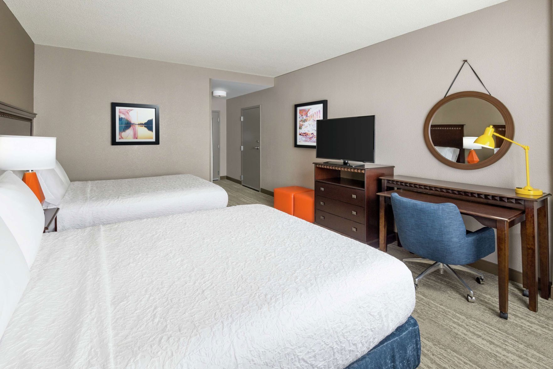 Premium bedding, desk, blackout drapes, iron/ironing board