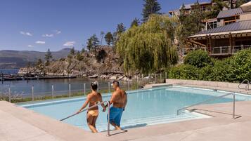 Seasonal outdoor pool, pool umbrellas, sun loungers