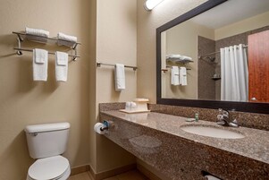 Bañera con ducha, artículos de tocador gratuitos, secador de pelo