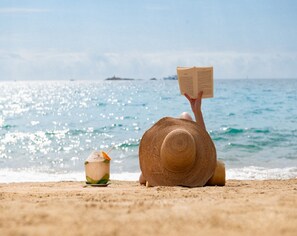 Utsikt mot strand/hav