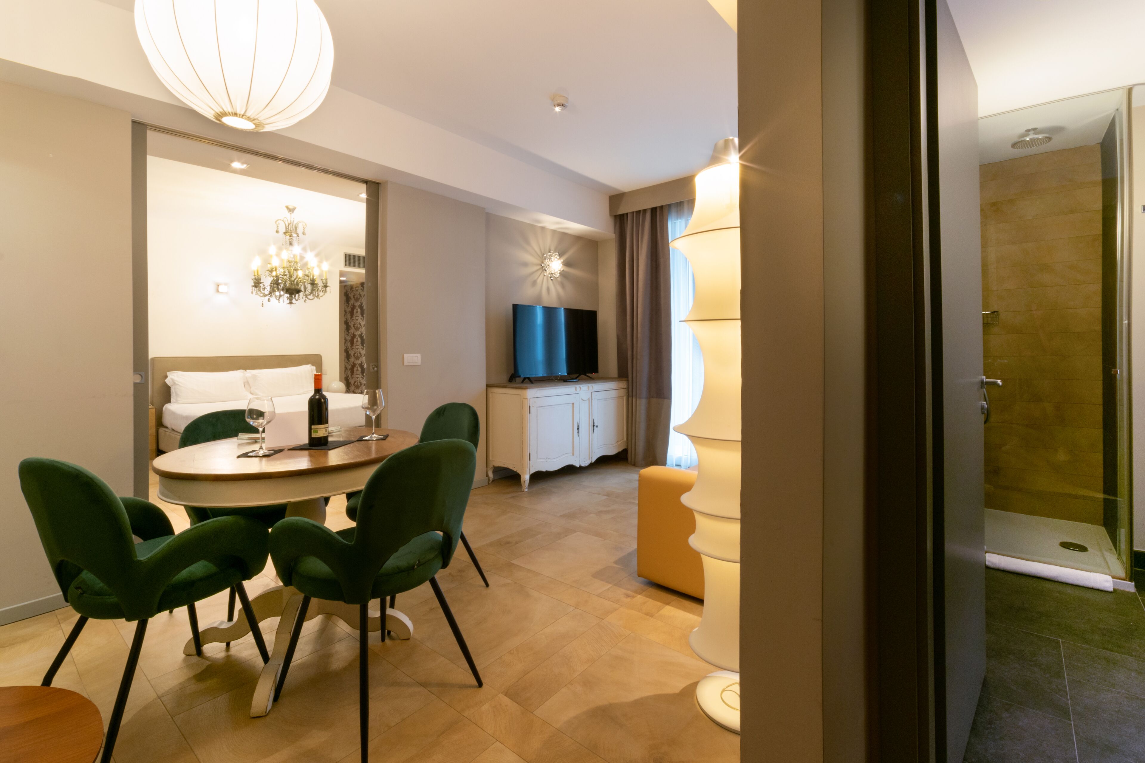 suite magnolia | living area | 32-inch lcd tv with satellite channels, tv