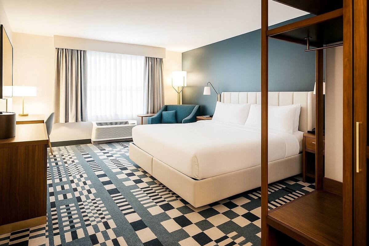 standard room, 1 king bed | premium bedding, pillow-top beds, in-room safe, desk