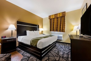 Premium bedding, pillowtop beds, desk, blackout drapes