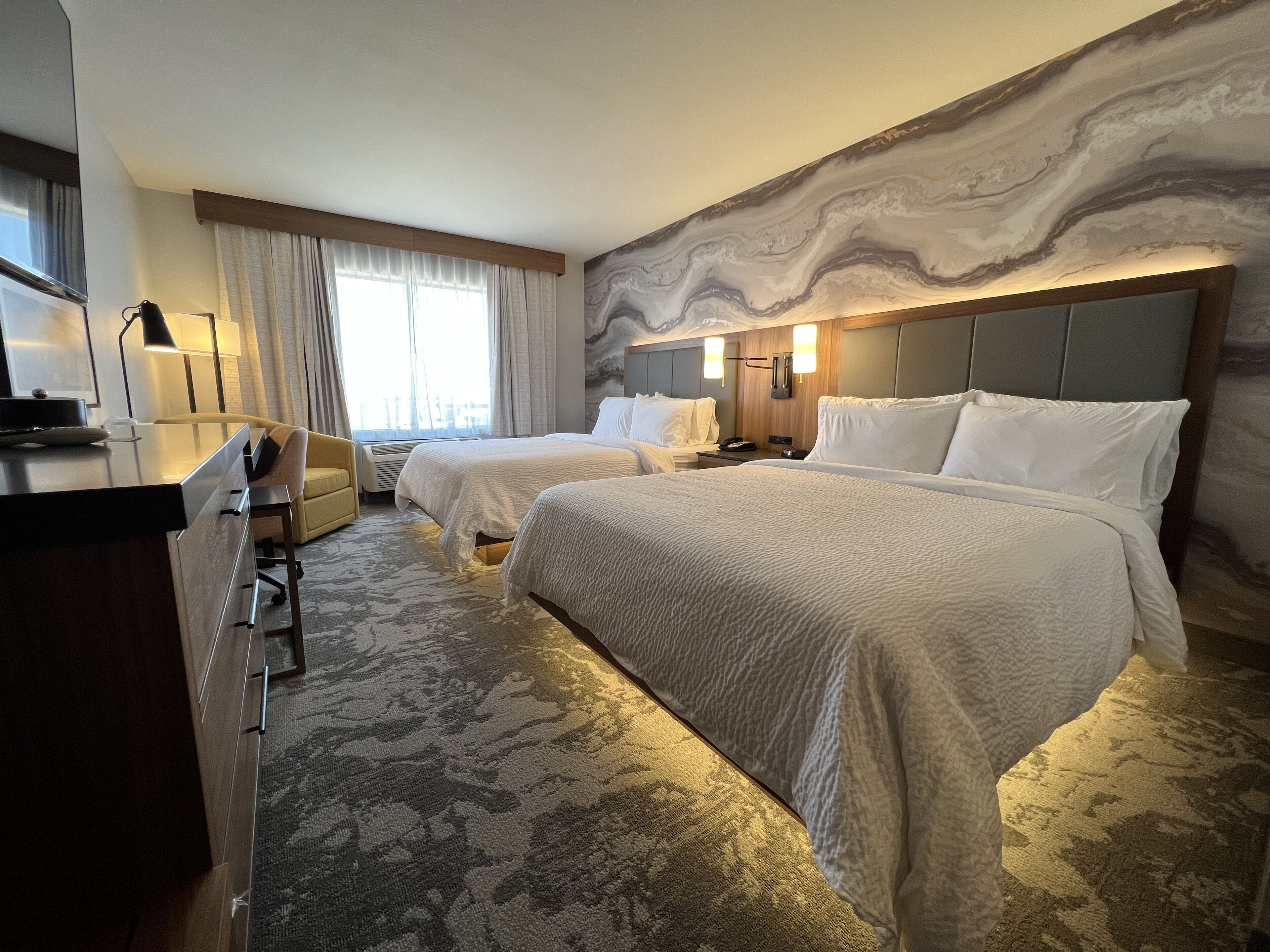 hypo-allergenic bedding, pillow-top beds, in-room safe, desk