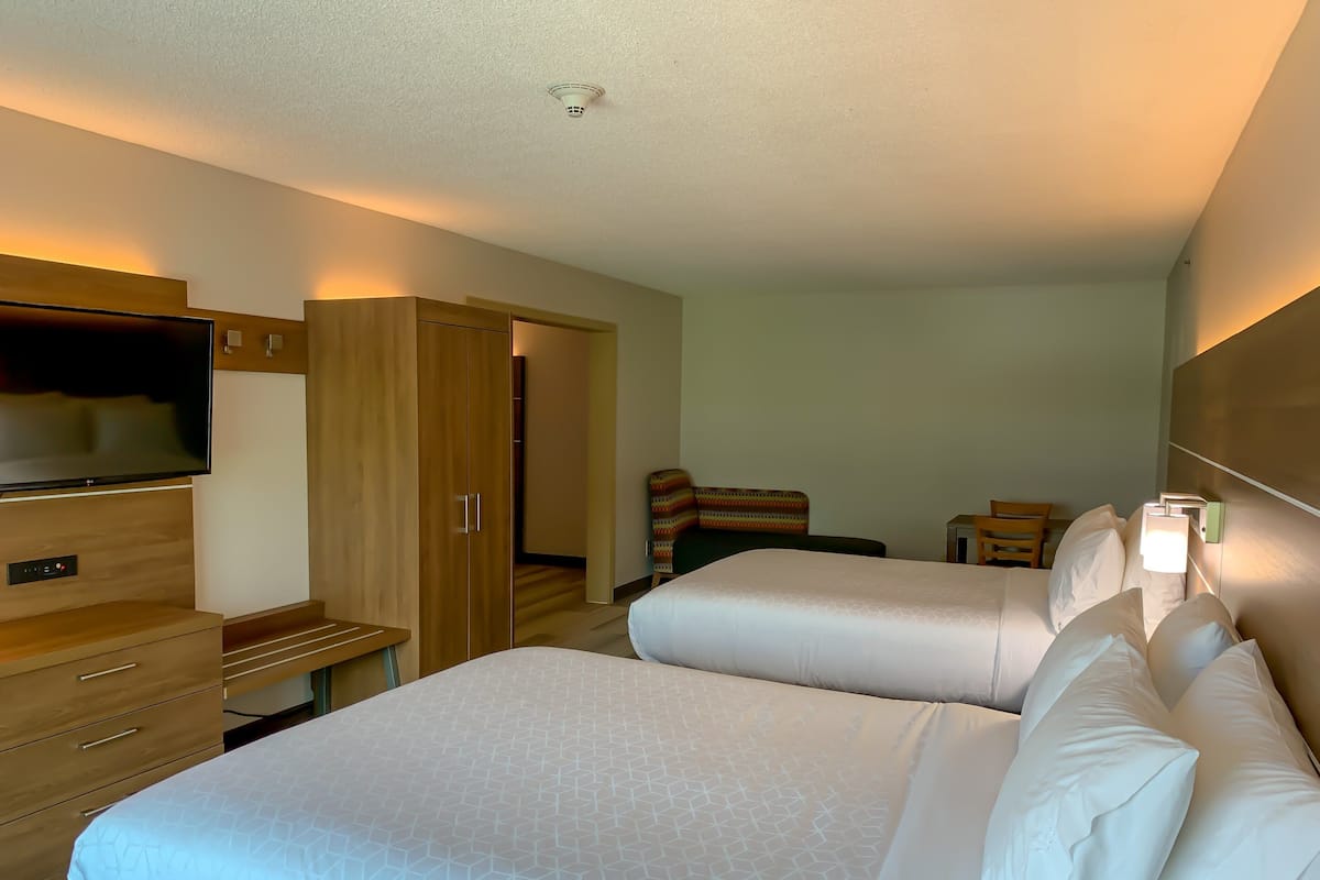 Premium bedding, desk, blackout curtains, iron/ironing board