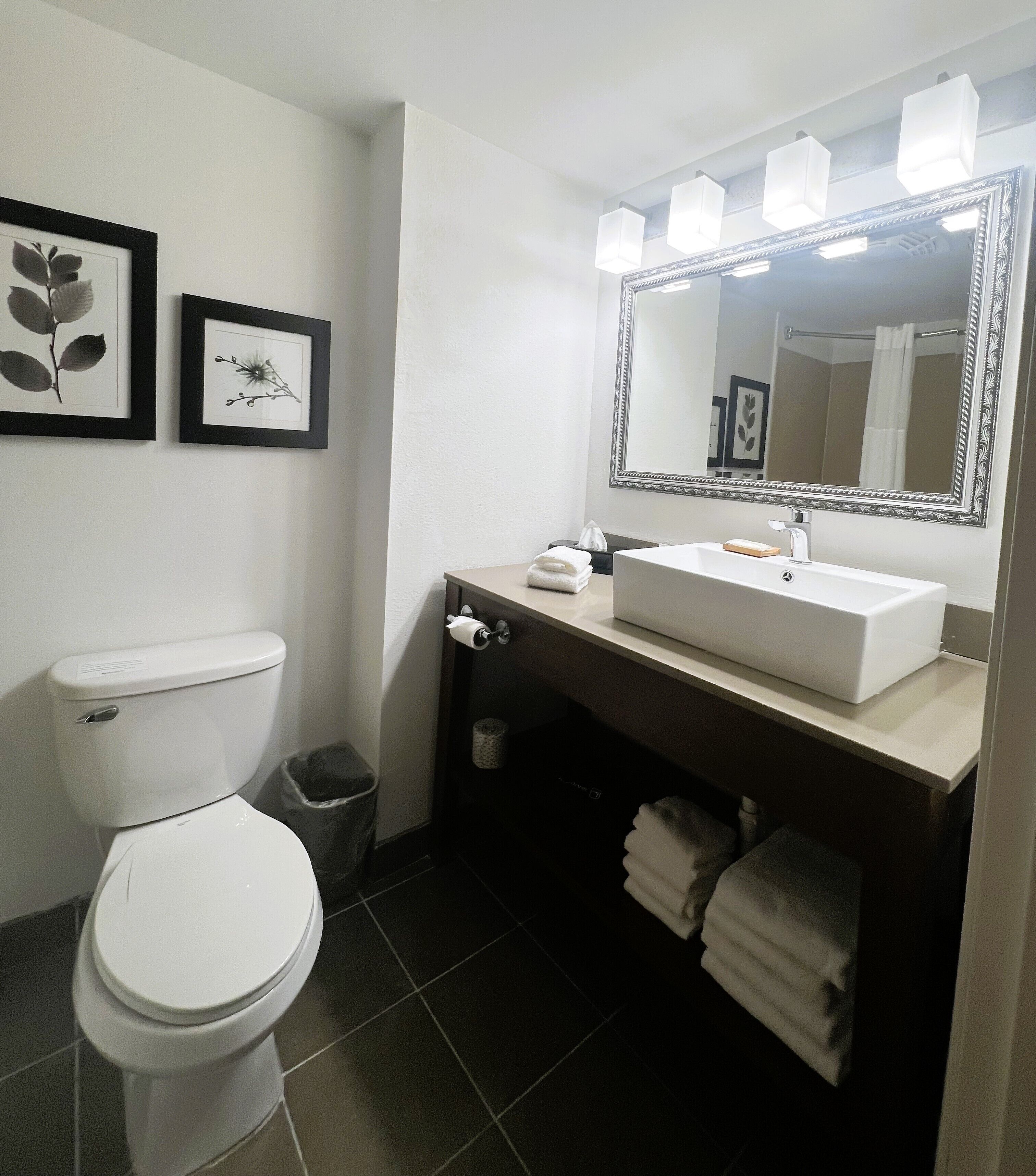 studio suite, 1 king bed, non smoking | bathroom | free toiletries, hair dryer, towels