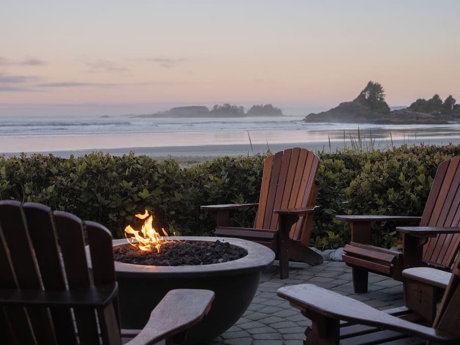 On the beach, surfing