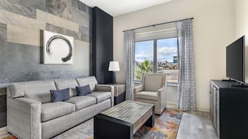 32-inch flat-screen TV with cable channels, TV