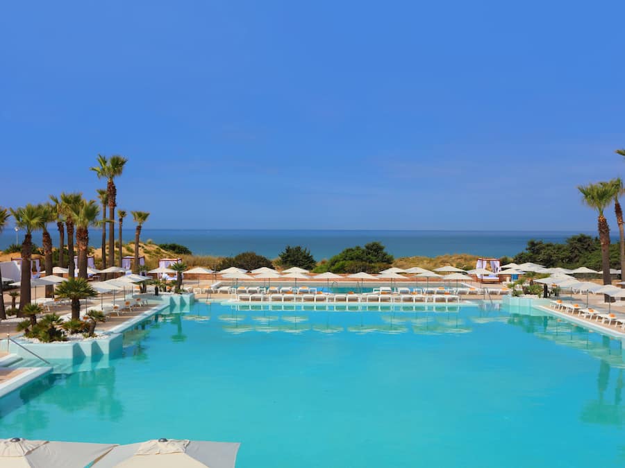 Indoor pool, outdoor pool, sun loungers