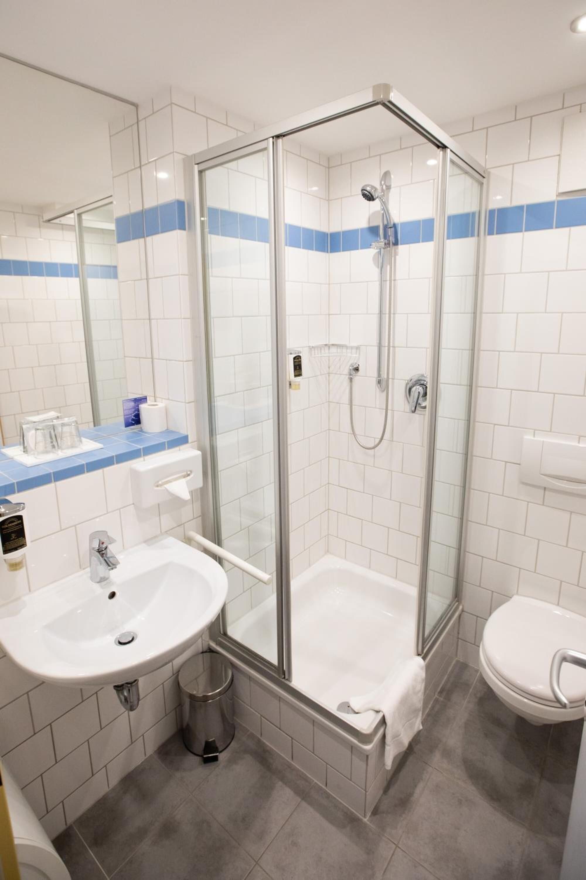 free toiletries, hair dryer, towels