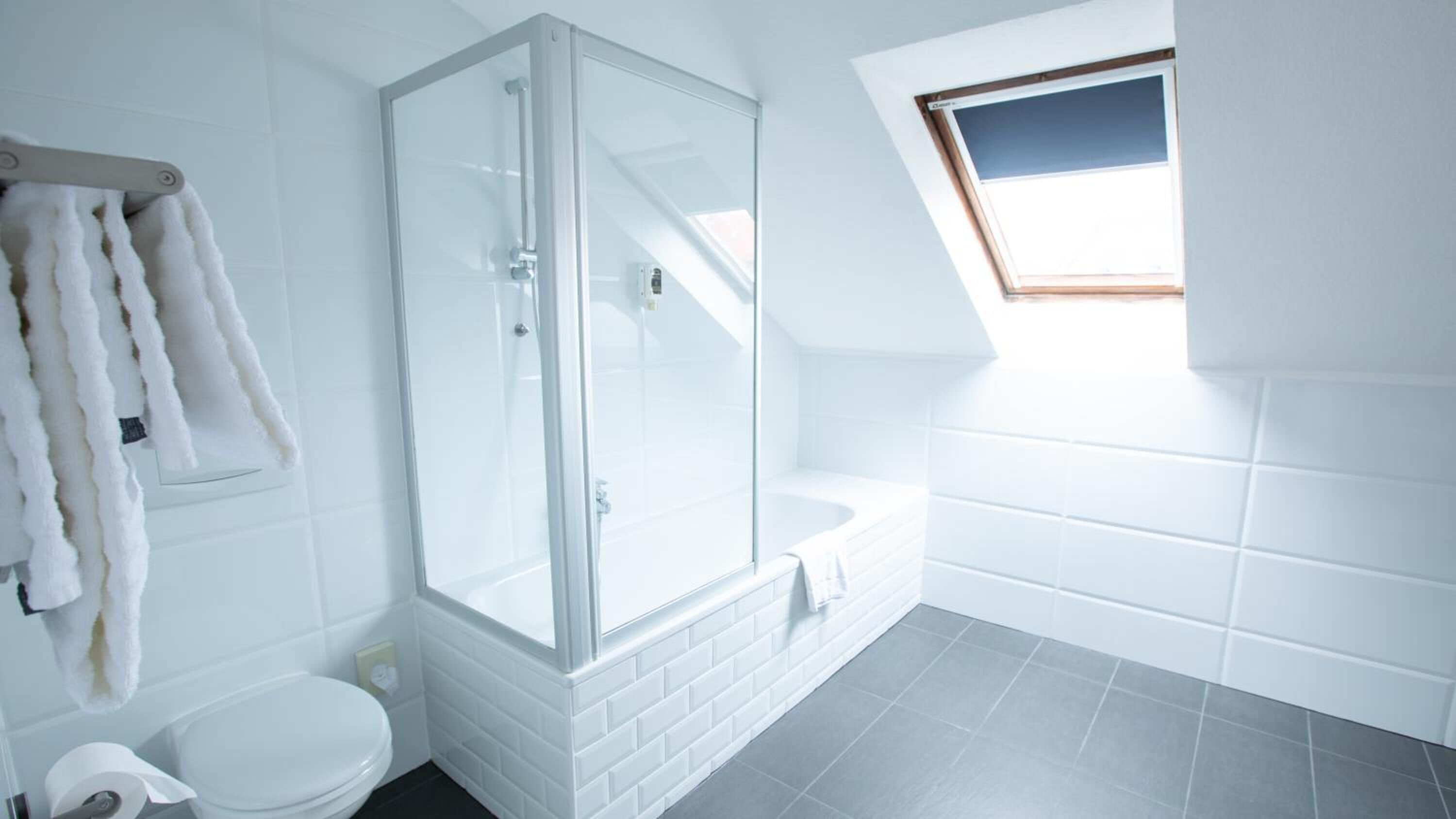 free toiletries, hair dryer, towels