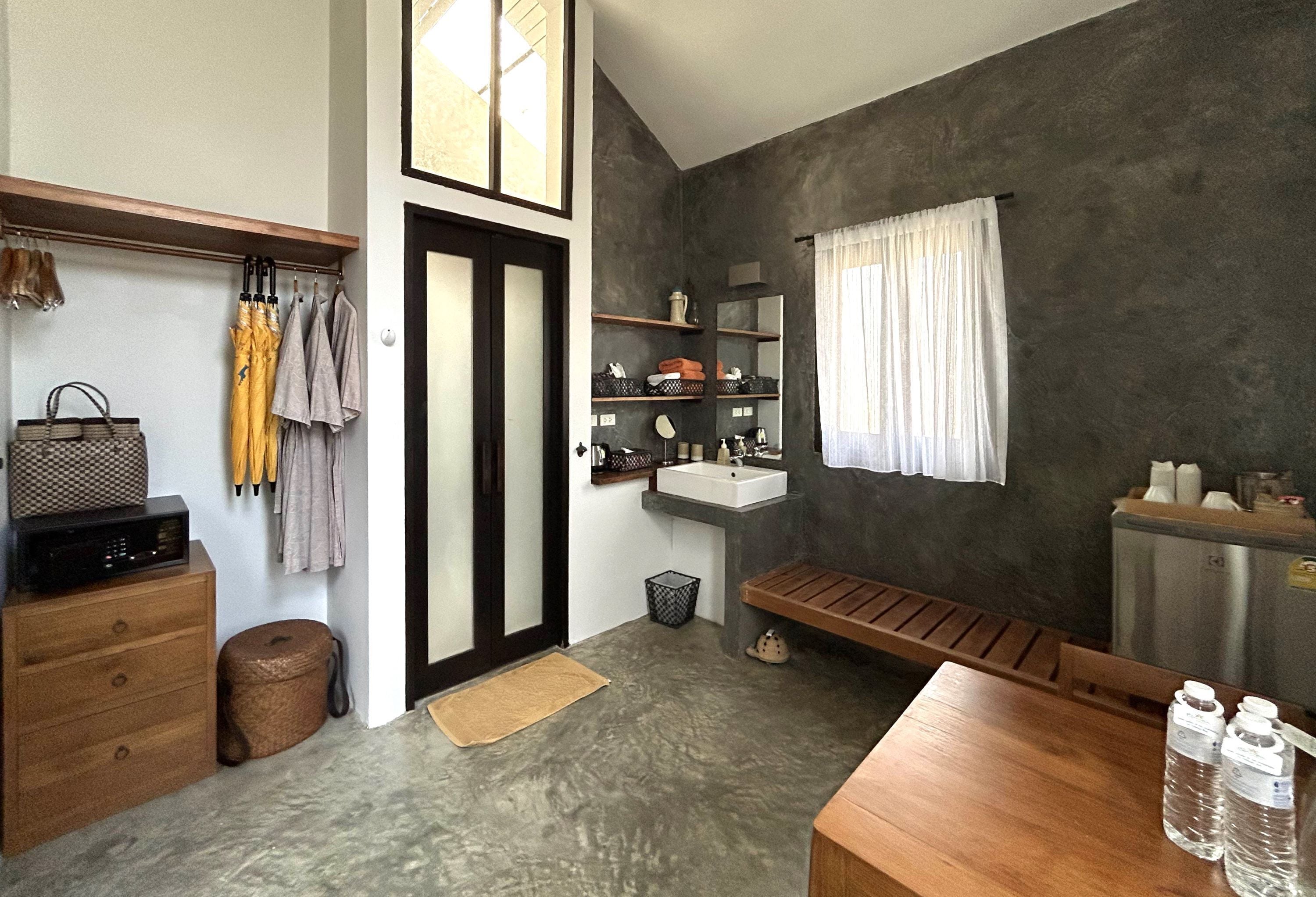 shower, free toiletries, hair dryer, bathrobes