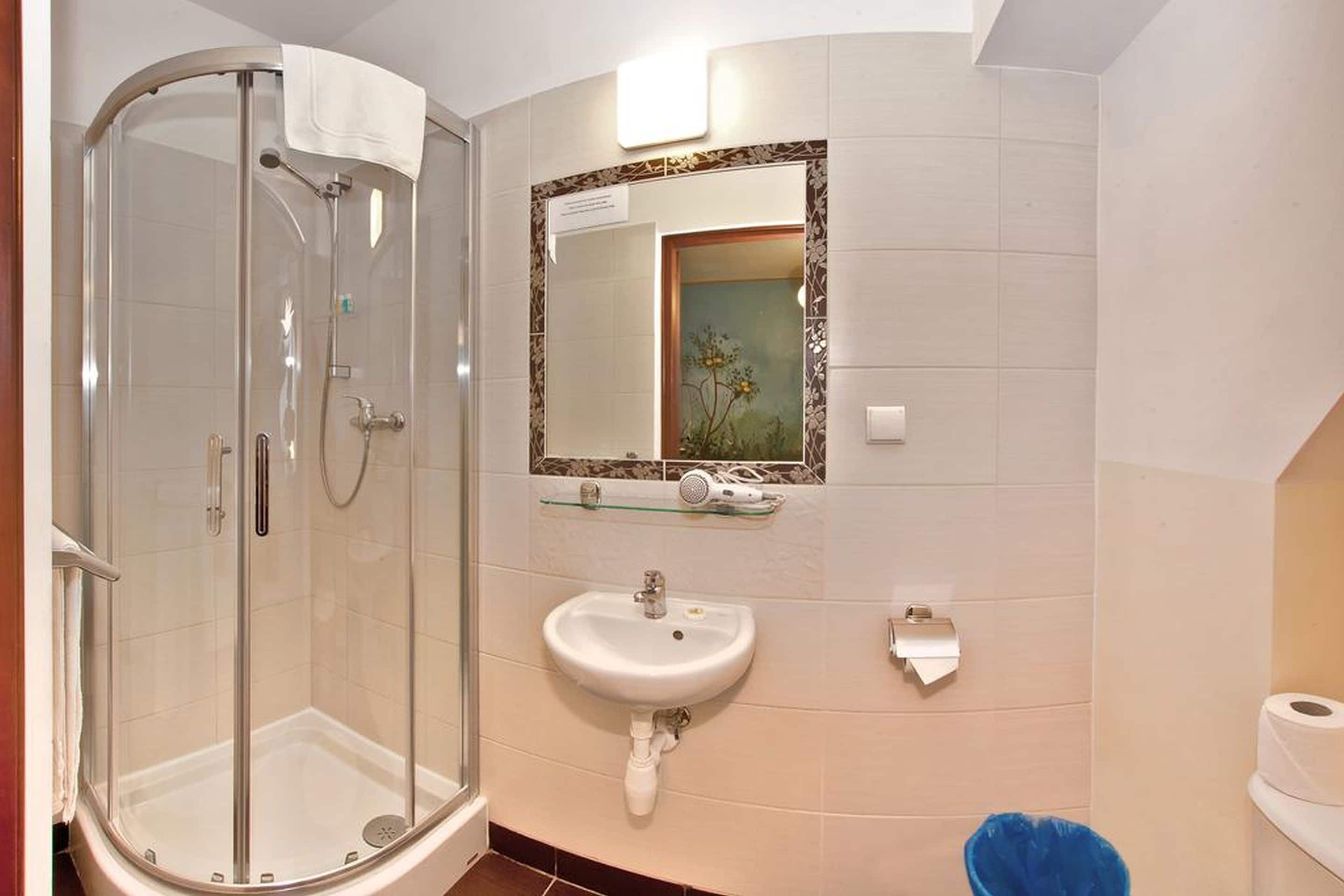 free toiletries, hair dryer, towels