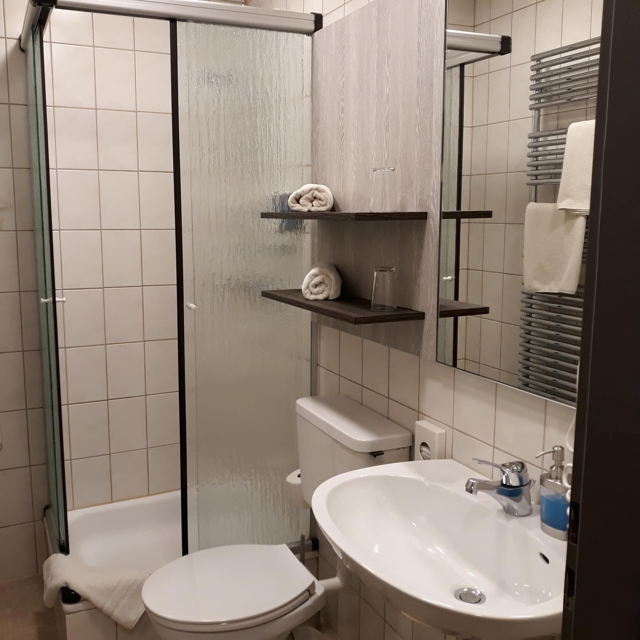 standard single room | bathroom | hair dryer, towels