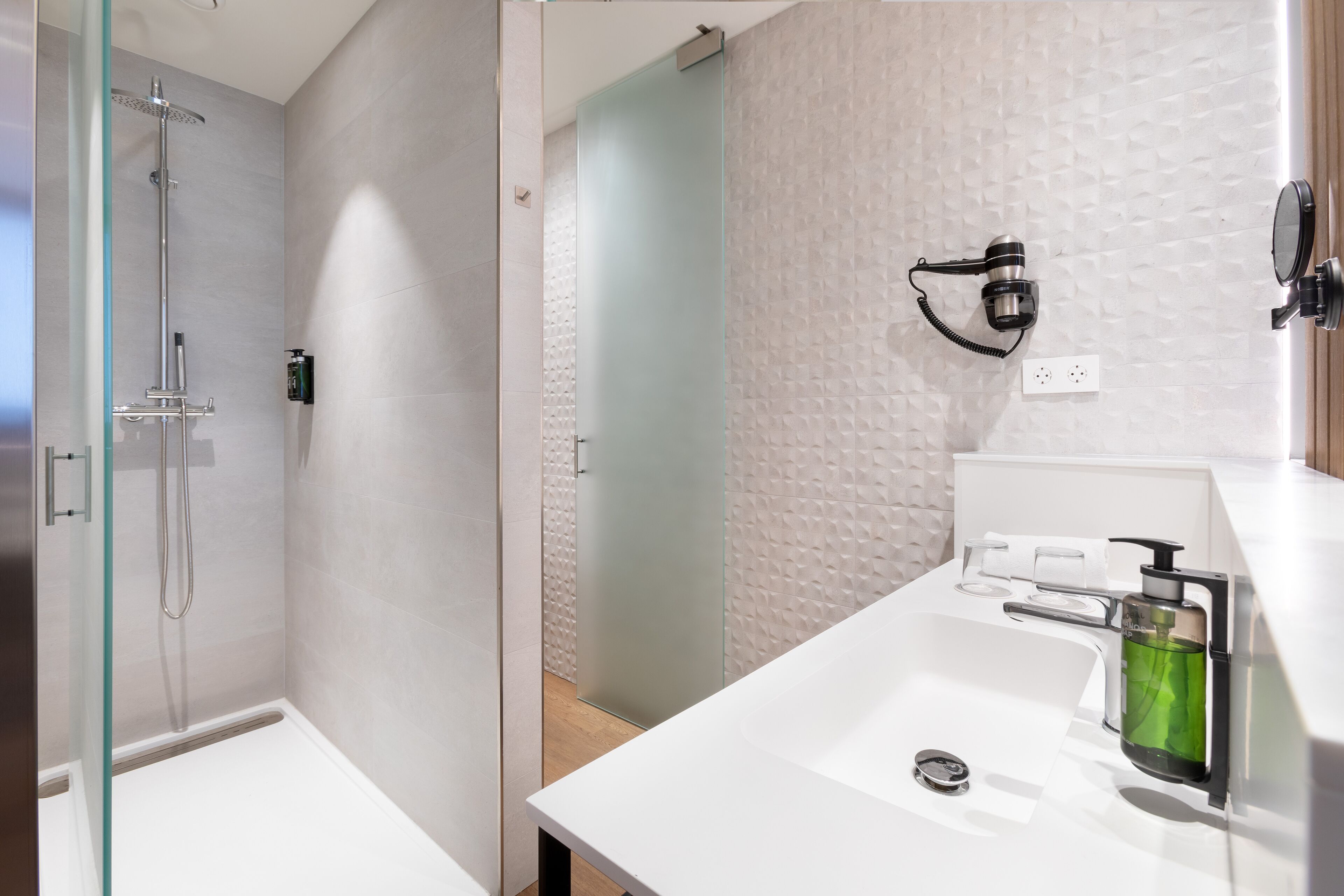 free toiletries, hair dryer, towels