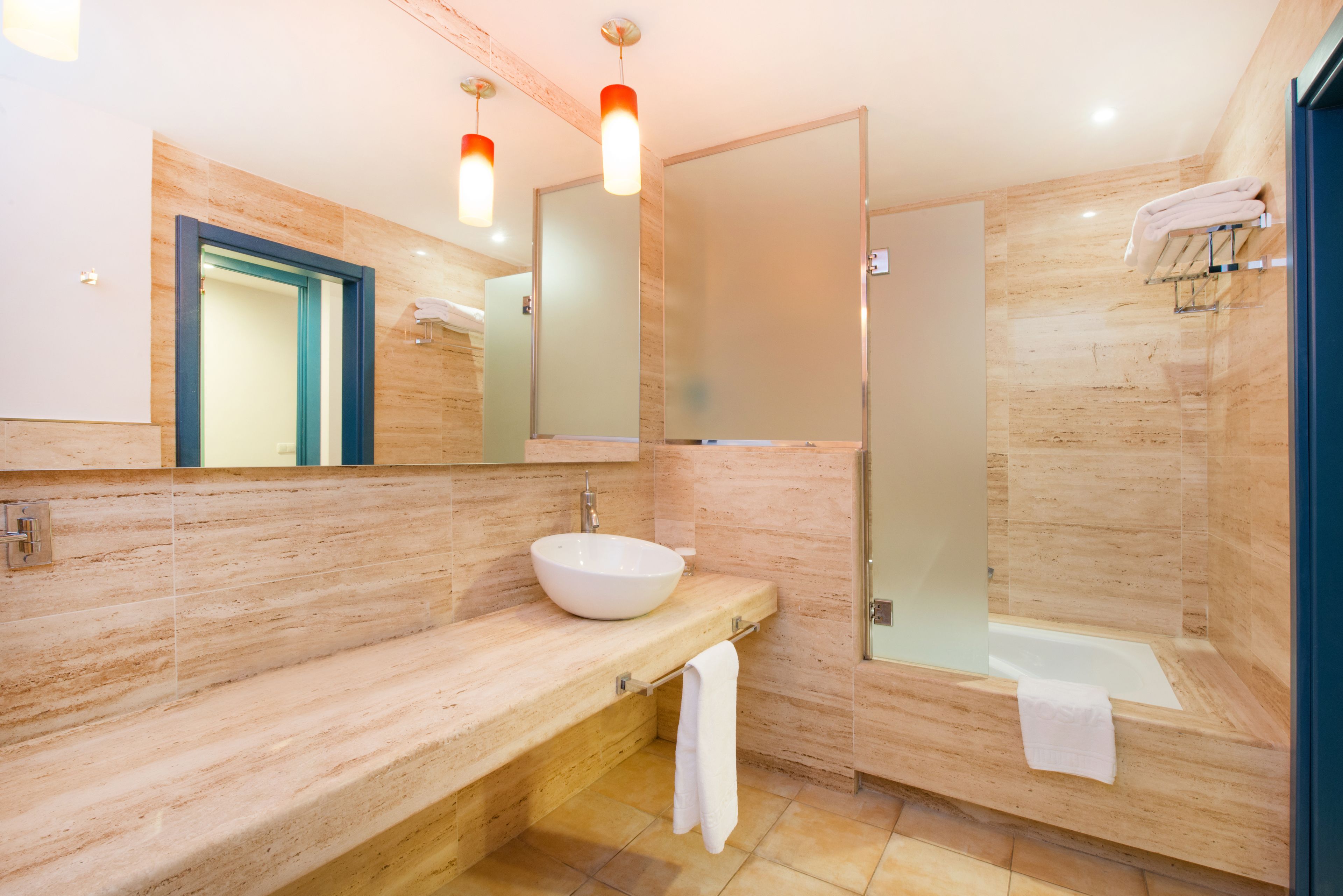 eco-friendly toiletries, hair dryer, bidet, towels