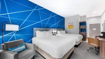 Pillowtop beds, desk, laptop workspace, iron/ironing board