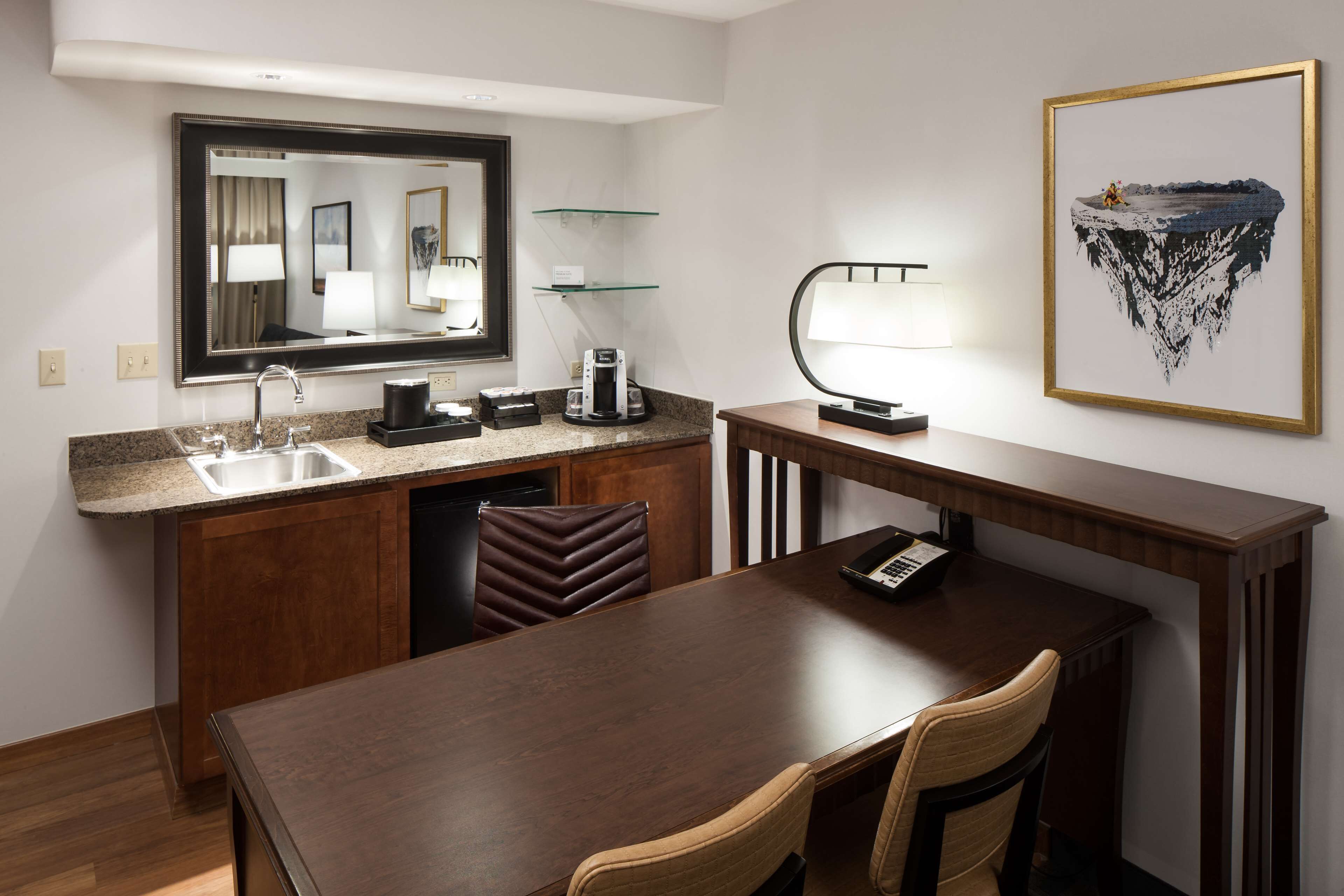 fridge, microwave, coffee/tea maker