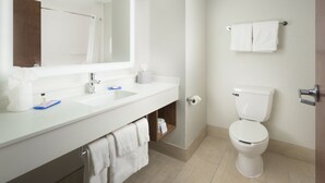 A modern bathroom with a white sink, mirror, and toilet. - Holiday Inn Express Hotel & Suites Chattanooga Downtown by IHG (Chattanooga)