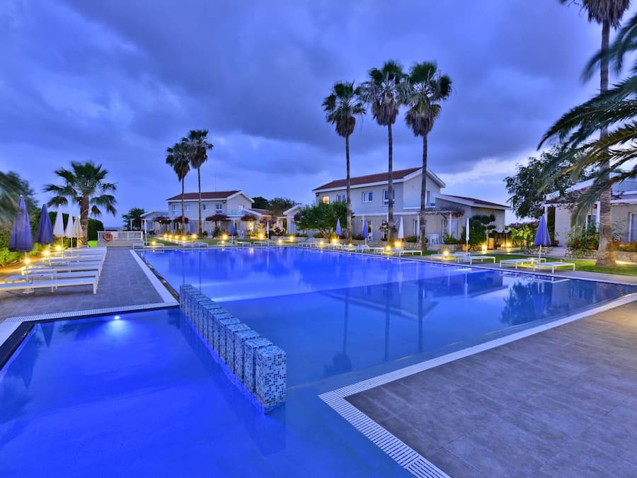 Outdoor pool, pool umbrellas, pool loungers