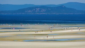 A beach with multiple sandbars and people enjoying the water. - THE Beach Club Resort (Parksville)