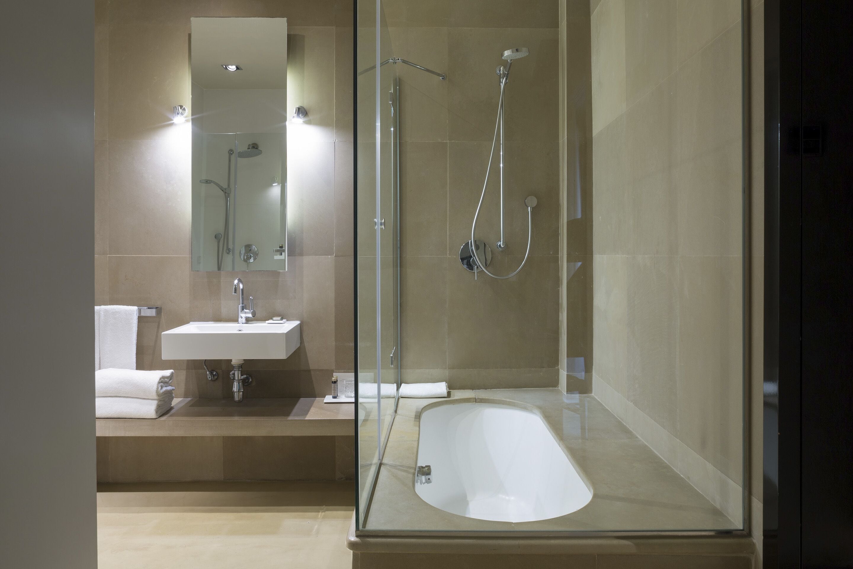superior room | bathroom | designer toiletries, hair dryer, bathrobes, towels