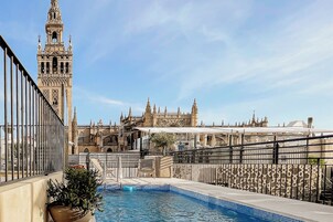 Outdoor pool, sun loungers
