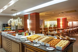 Indulge in a diverse selection of international cuisine at our buffet.