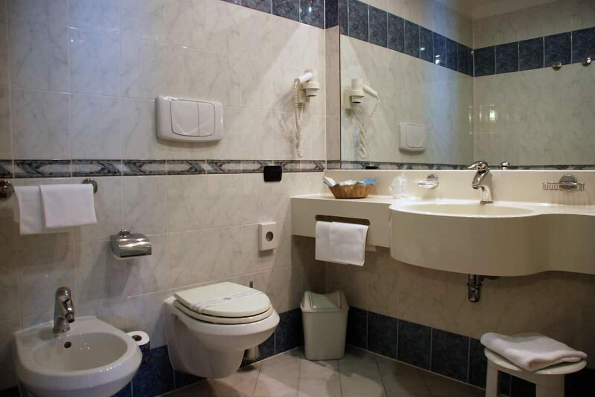 Secador de pelo, pantuflas, bidet, toallas