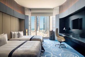 Marvelous Room, Deluxe Room, 2 Double Beds, Bay View | Minibar, in-room safe, desk, laptop workspace - W Doha (Doha)