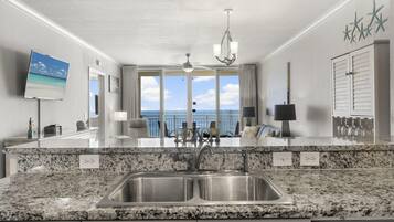 Condo, Multiple Beds, Balcony, Ocean View (#1131 - No Pets) | Private kitchen | Fridge, microwave, oven, stovetop