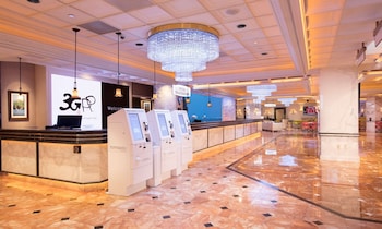 Hotel entrance and lobby at Peppermill Resort Spa Casino