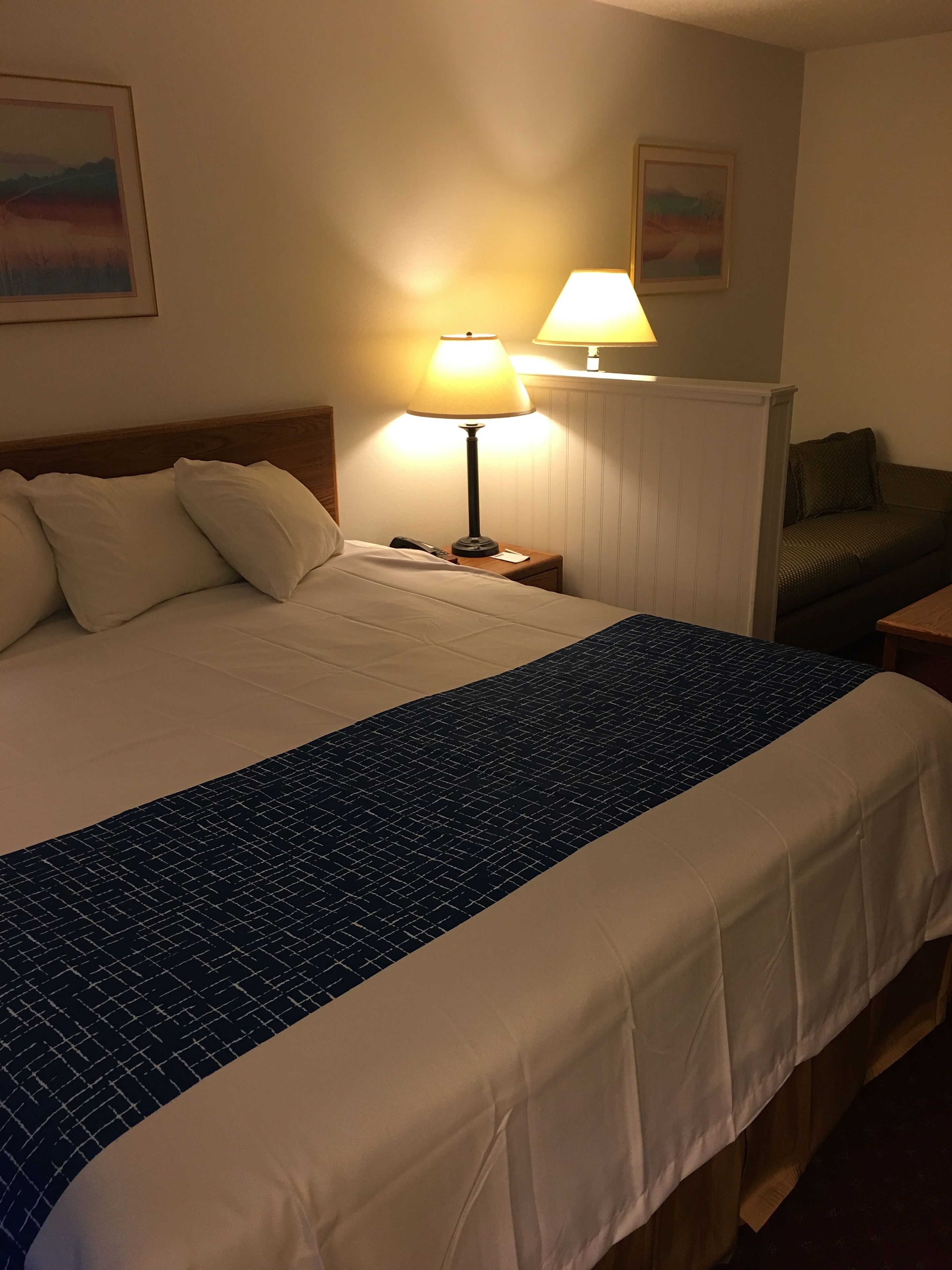 pillow-top beds, desk, blackout curtains, iron/ironing board