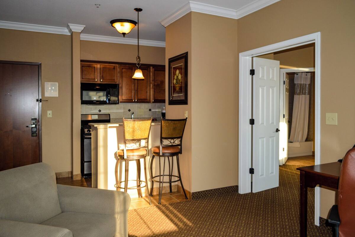 luxury suite, 1 king bed, kitchen (sleeper sofa) | desk, blackout curtains, soundproofing, iron/ironing board