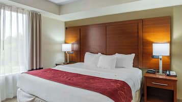 Down comforters, pillowtop beds, desk, laptop workspace