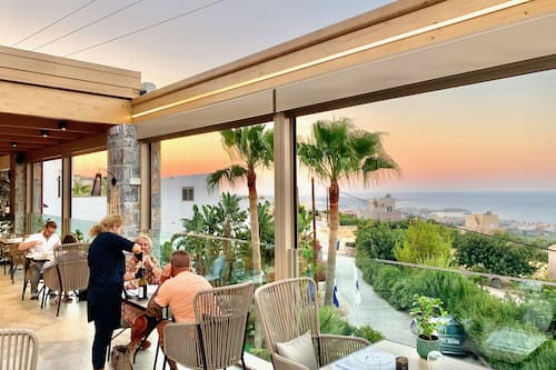 Frühstück, Mittagessen, Abendessen, Blick auf den Strand