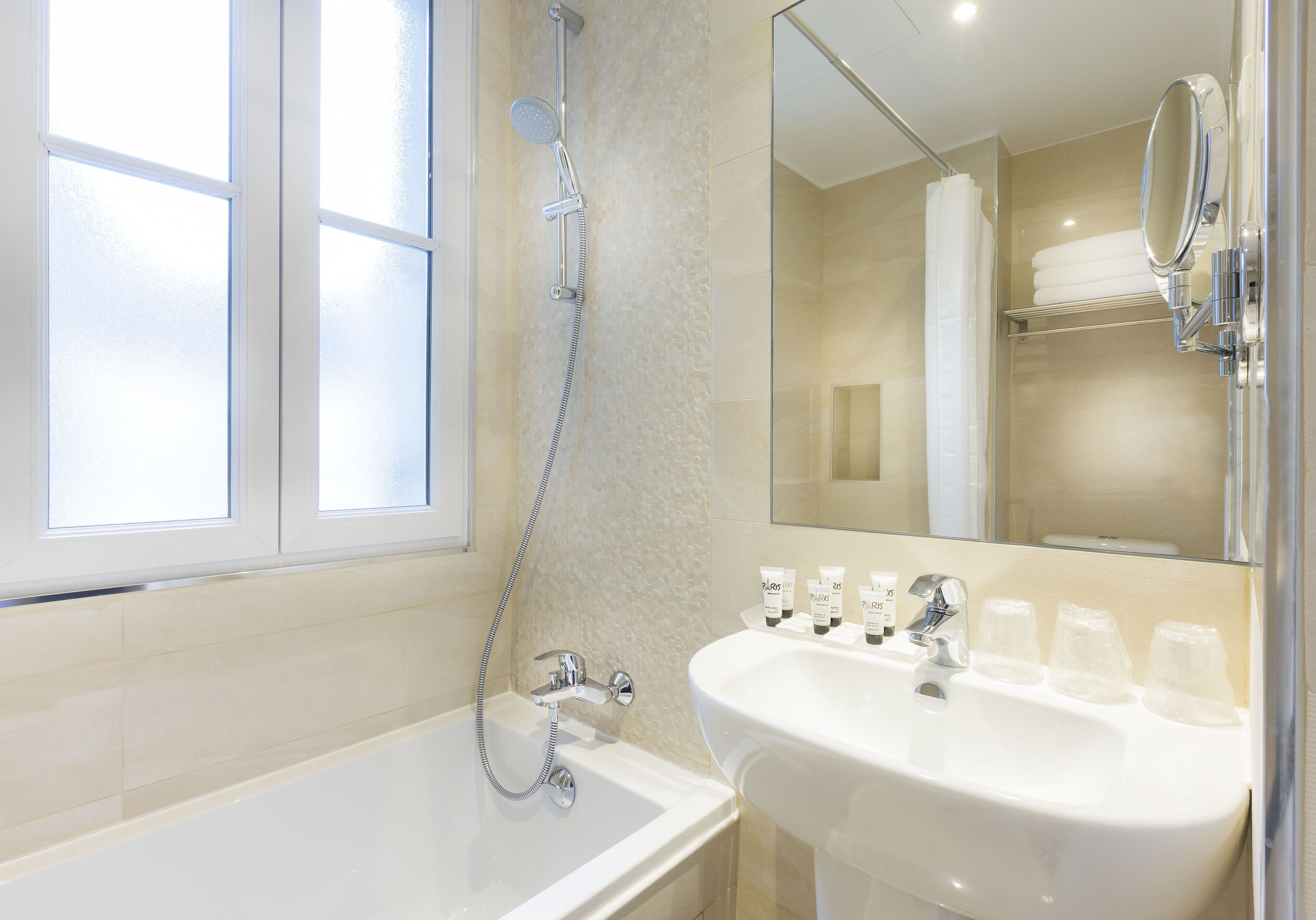 superior triple room | bathroom | shower, free toiletries, hair dryer, towels