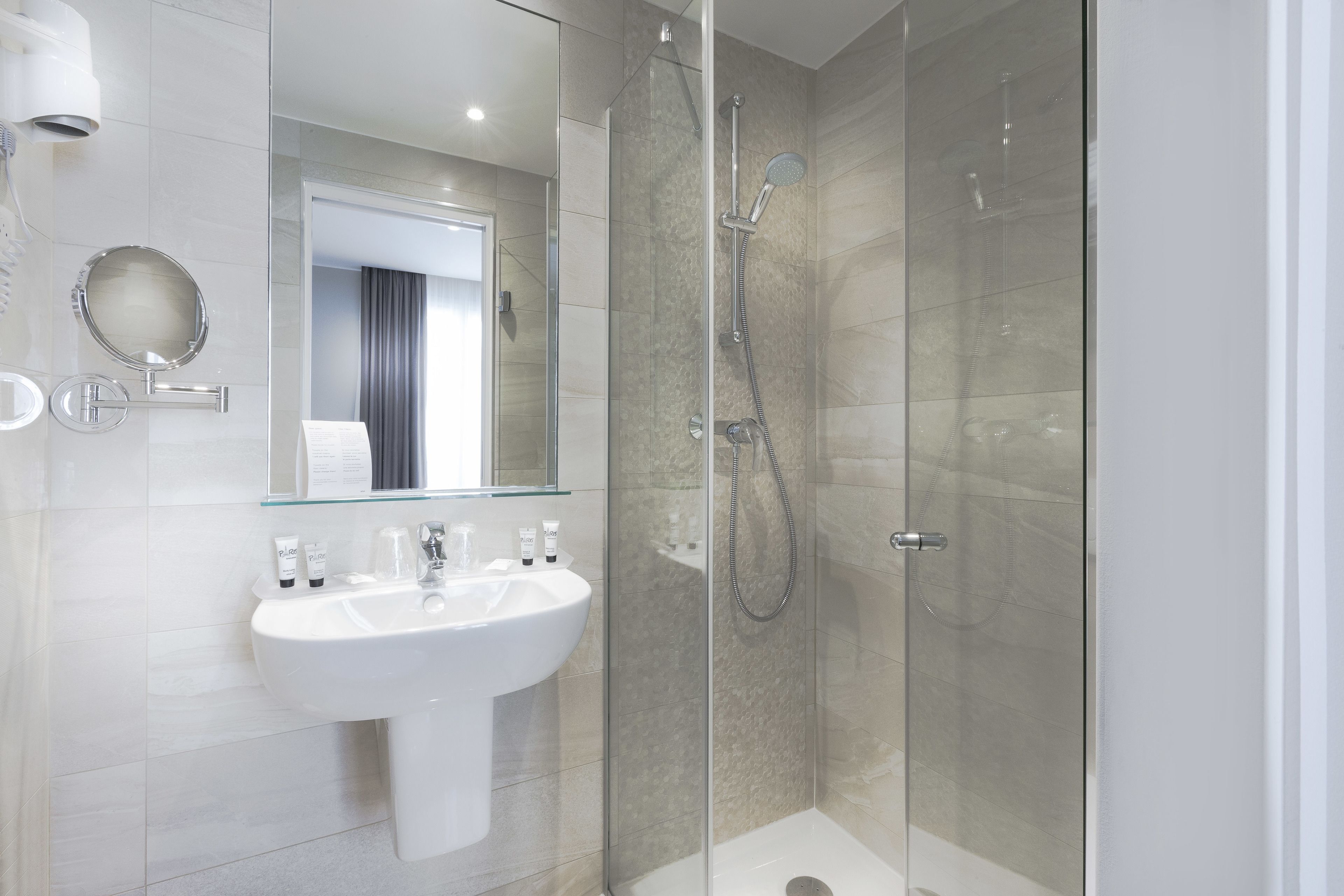 superior double room | bathroom | shower, free toiletries, hair dryer, towels