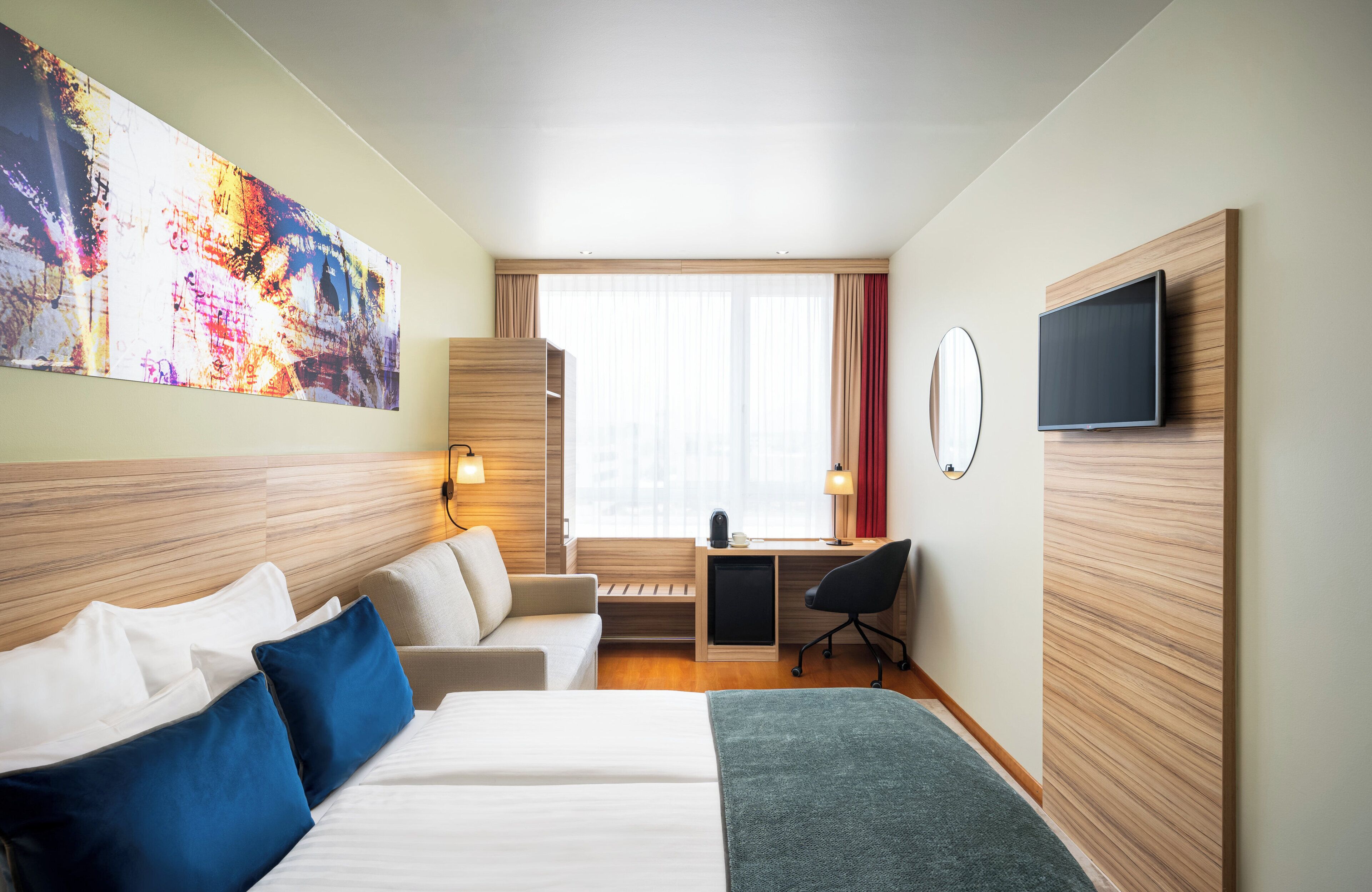 in-room safe, desk, blackout curtains, soundproofing