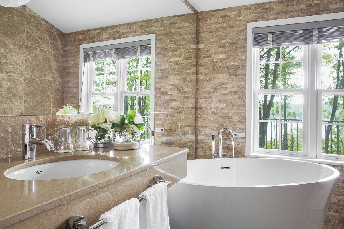 suite (pine) | bathroom | designer toiletries, hair dryer, bathrobes, slippers