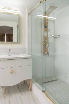 Bañera con ducha, cabezal de ducha tipo lluvia