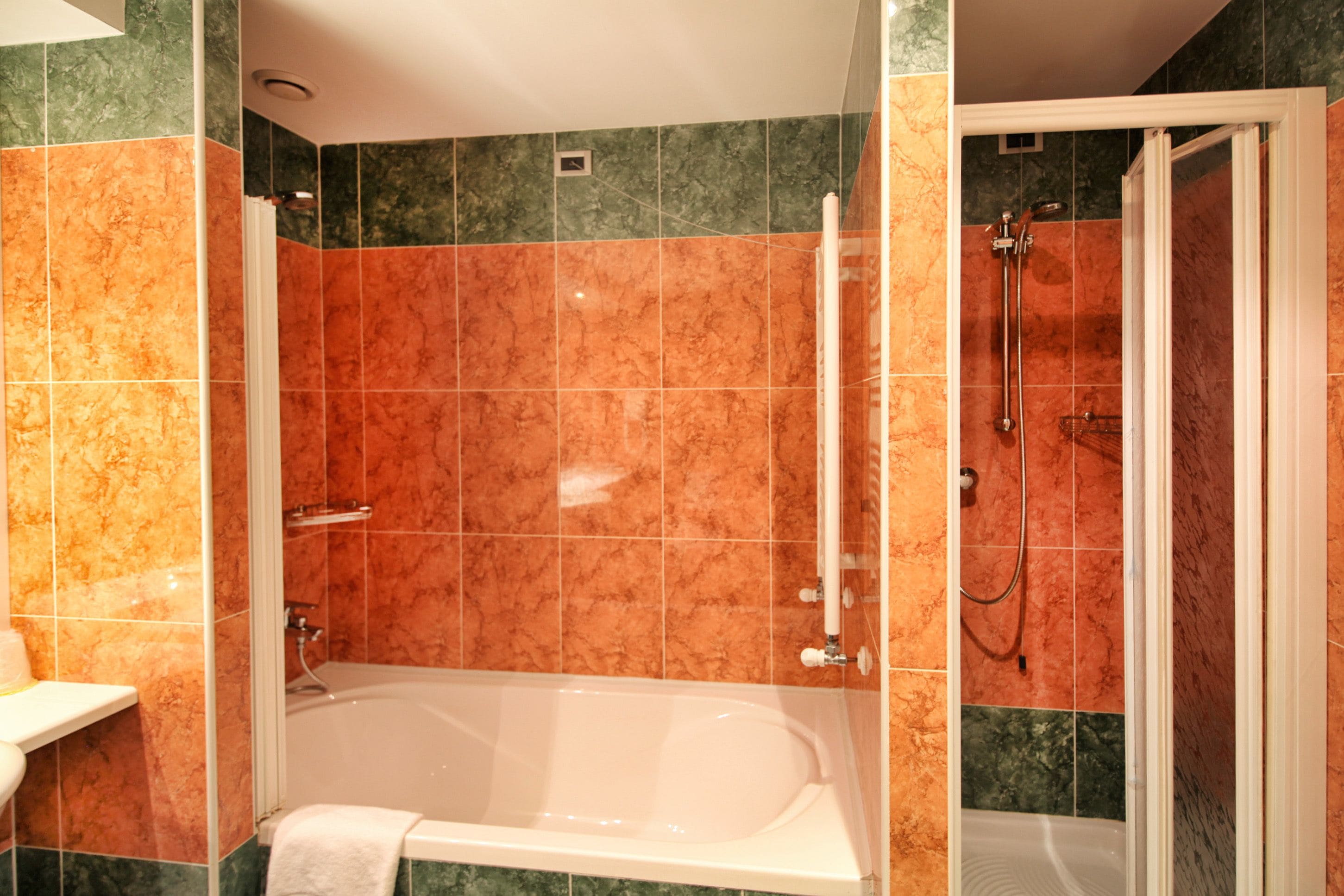 suite | bathroom | combined shower/bathtub, hair dryer, towels