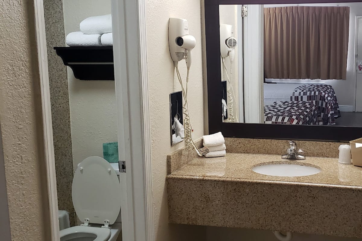 free toiletries, hair dryer, towels