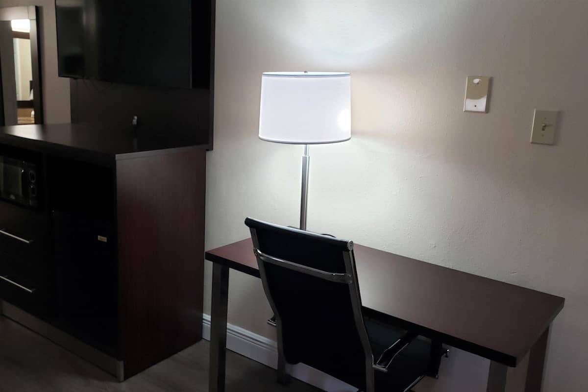 1 bedroom, desk, laptop workspace, iron/ironing board