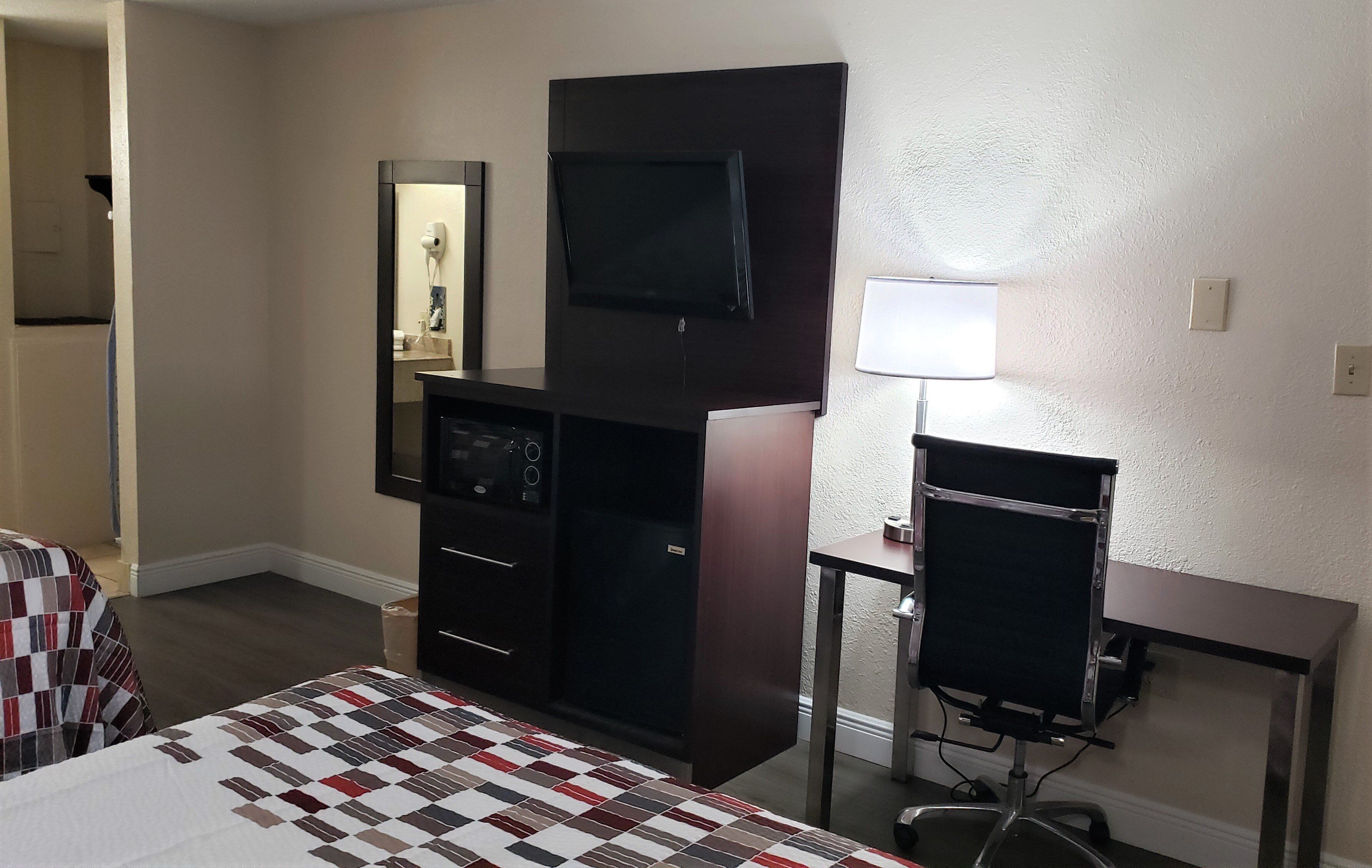 1 bedroom, desk, laptop workspace, iron/ironing board