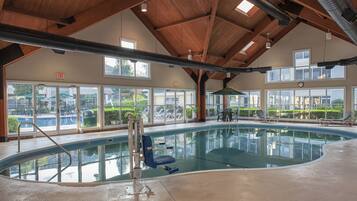 Indoor pool, seasonal outdoor pool, pool umbrellas, sun loungers