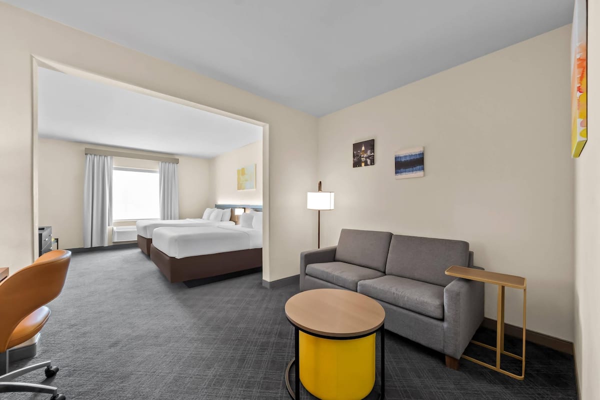 Suite, 2 Queen Beds and Sofa-bed, Non-Smoking | Premium bedding, pillow-top beds, desk, laptop workspace