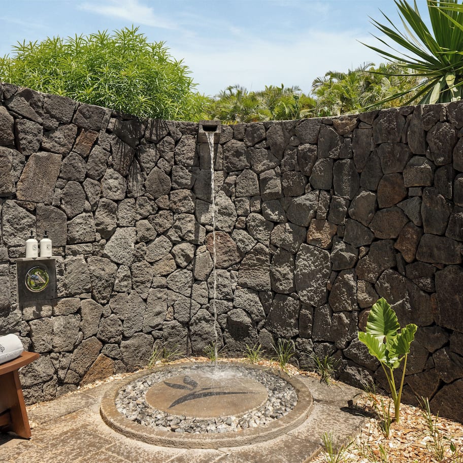 Separate tub and shower, deep soaking tub, rainfall showerhead