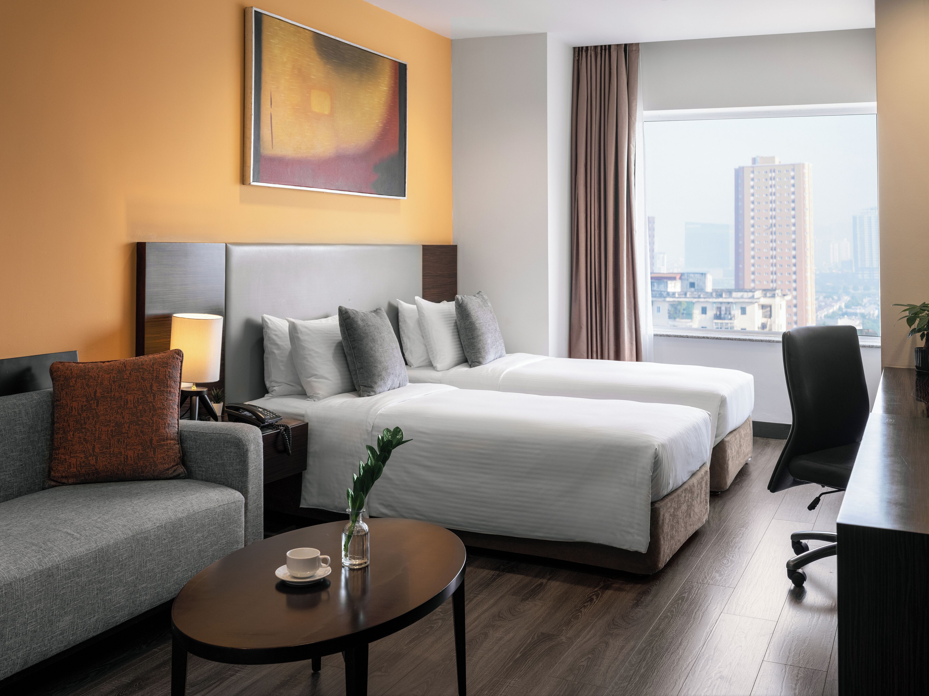 豪華雙床房, 1 間臥室 | 1 間睡房、房內夾萬、書桌、隔音