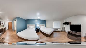 Standard Room, 2 Double Beds, Non Smoking | Desk, laptop workspace, blackout drapes, iron/ironing board (on request)